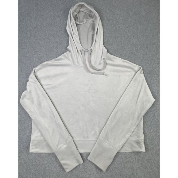 Aerie Offline Velour Cropped Gray Pullover Long Sleeve Hoodie Women's Size M - Picture 1 of 5